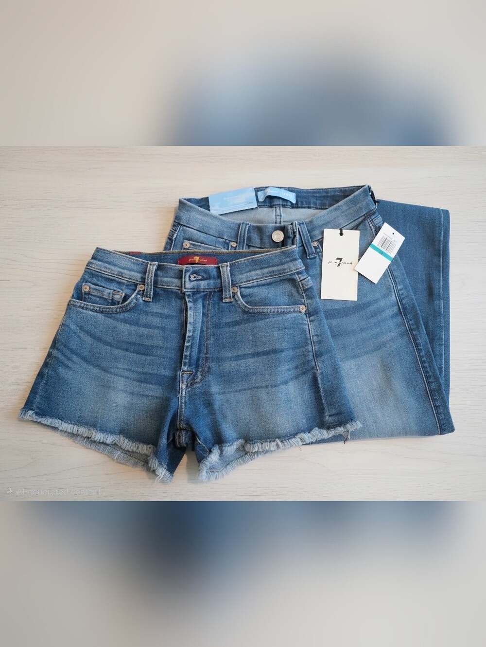 NWT 7 For All Mankind Kimmie Straight Leg Jeans and Shorts: Size 24